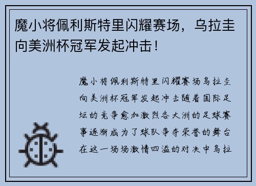 魔小将佩利斯特里闪耀赛场，乌拉圭向美洲杯冠军发起冲击！